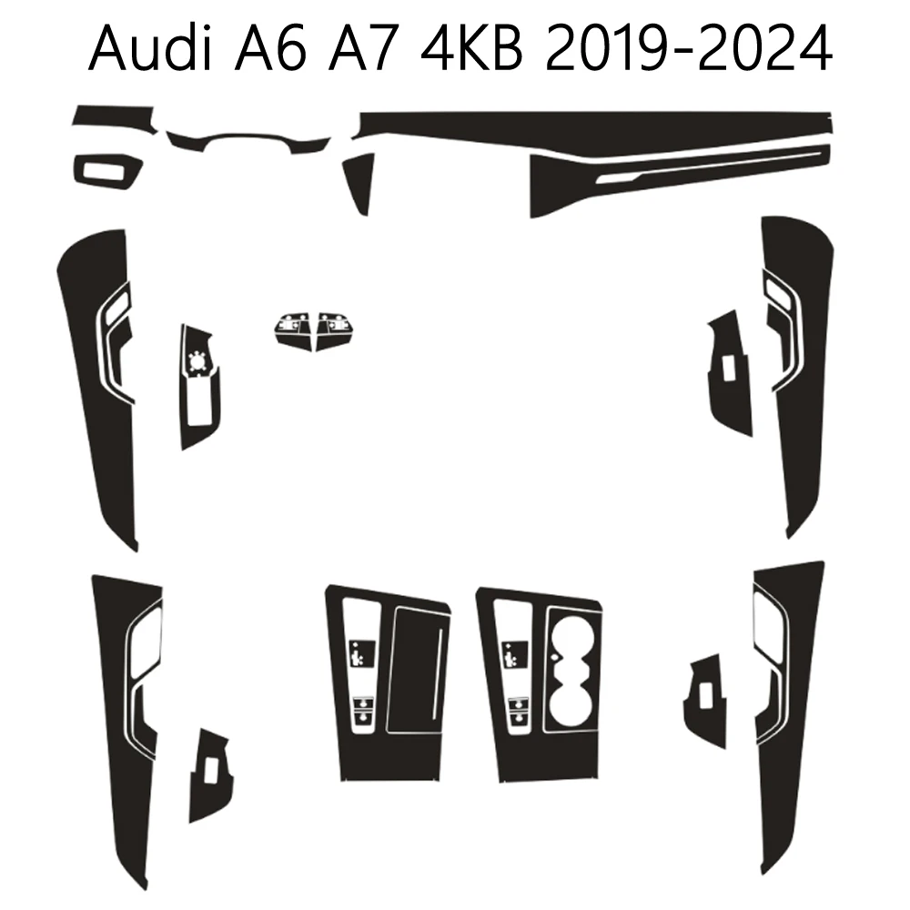 For Audi A6 A7 4KB 2019-2024 InteriorCentralControl Panel Door Handle Carbon Fiber Sticker Decals Car styling Accessorie