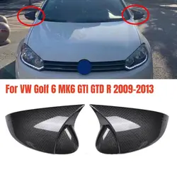 For VW Volkswagen Golf 6 MK6 GTI GTD 2009-2013 Car Rearview Side Mirror Cover Wing Cap Exterior Door Case Trim Carbon Fiber Look