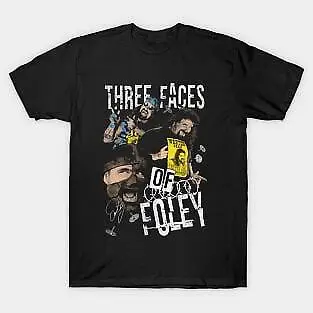 Mick Foley Tre facce di T-shirt Wrestling S-5xl T-shirt con o-collo vestibilità regolare per adulti Top stampati da uomo in cotone