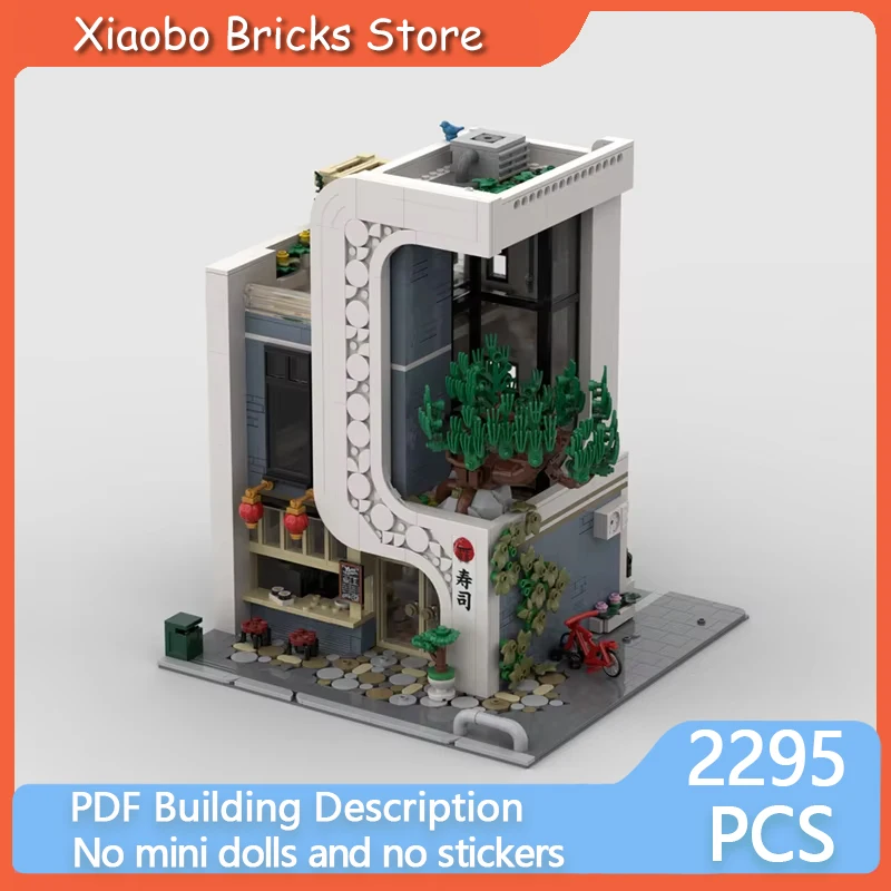 Street View Model MOC Bouwstenen Duplex Appartement Sushi Huis Modulaire Technologie Geschenken Vakantie Monteer Kinderen Speelgoed Pak