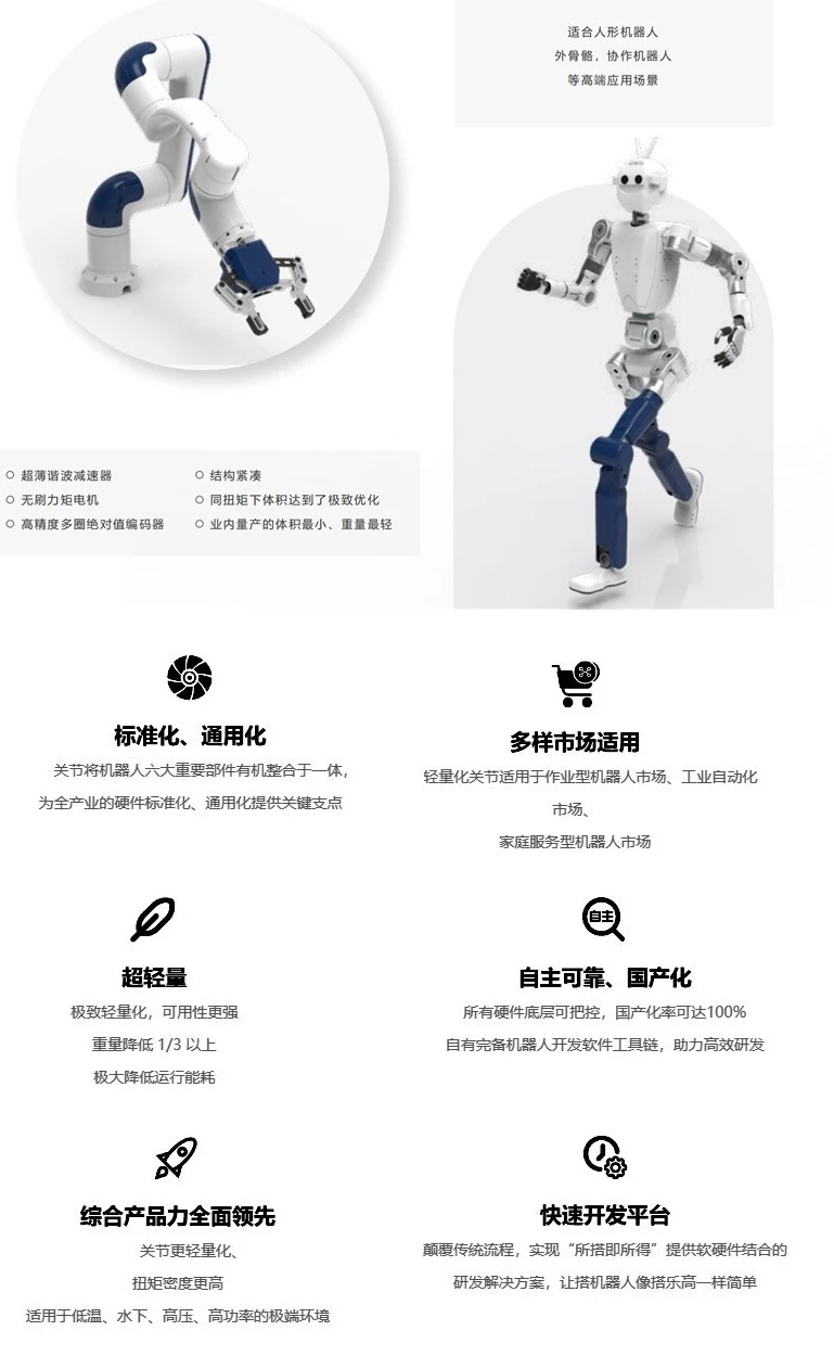 High Torque Module DC Brushless Servo Integrated Harmonic Reduction Manipulator Motor