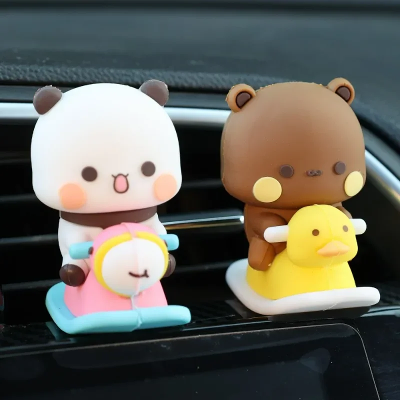 

Bubu Dudu Panda Car Ornaments Cartoon Yi'er Bubu Riding Wooden Horse Car Dashboard Home Desktop DIY Decor Ornament Couple Gift