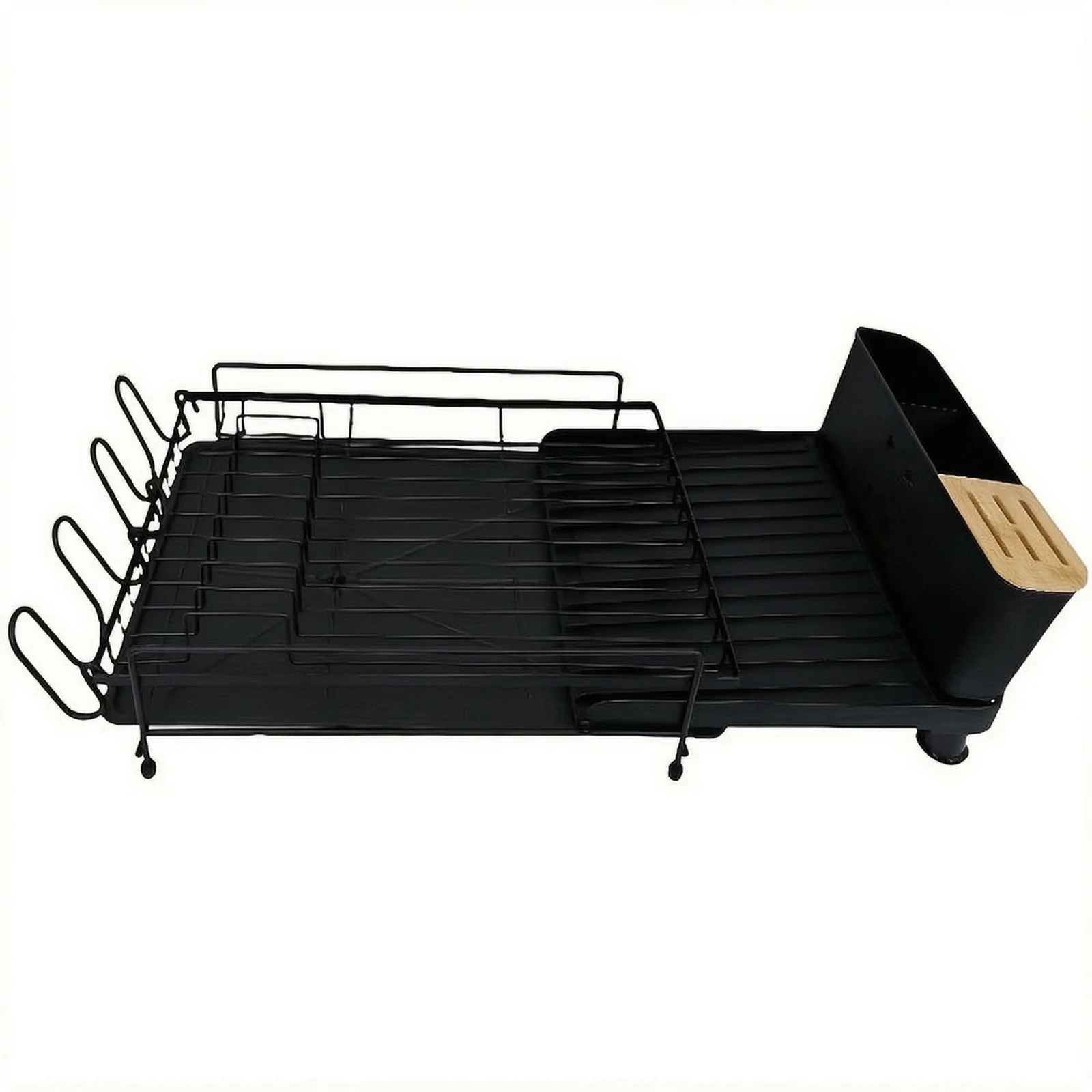 Dish Rack Adjustable For Kitchen Counter Rotatable Water Outlet And Efficient Dish Drying Features