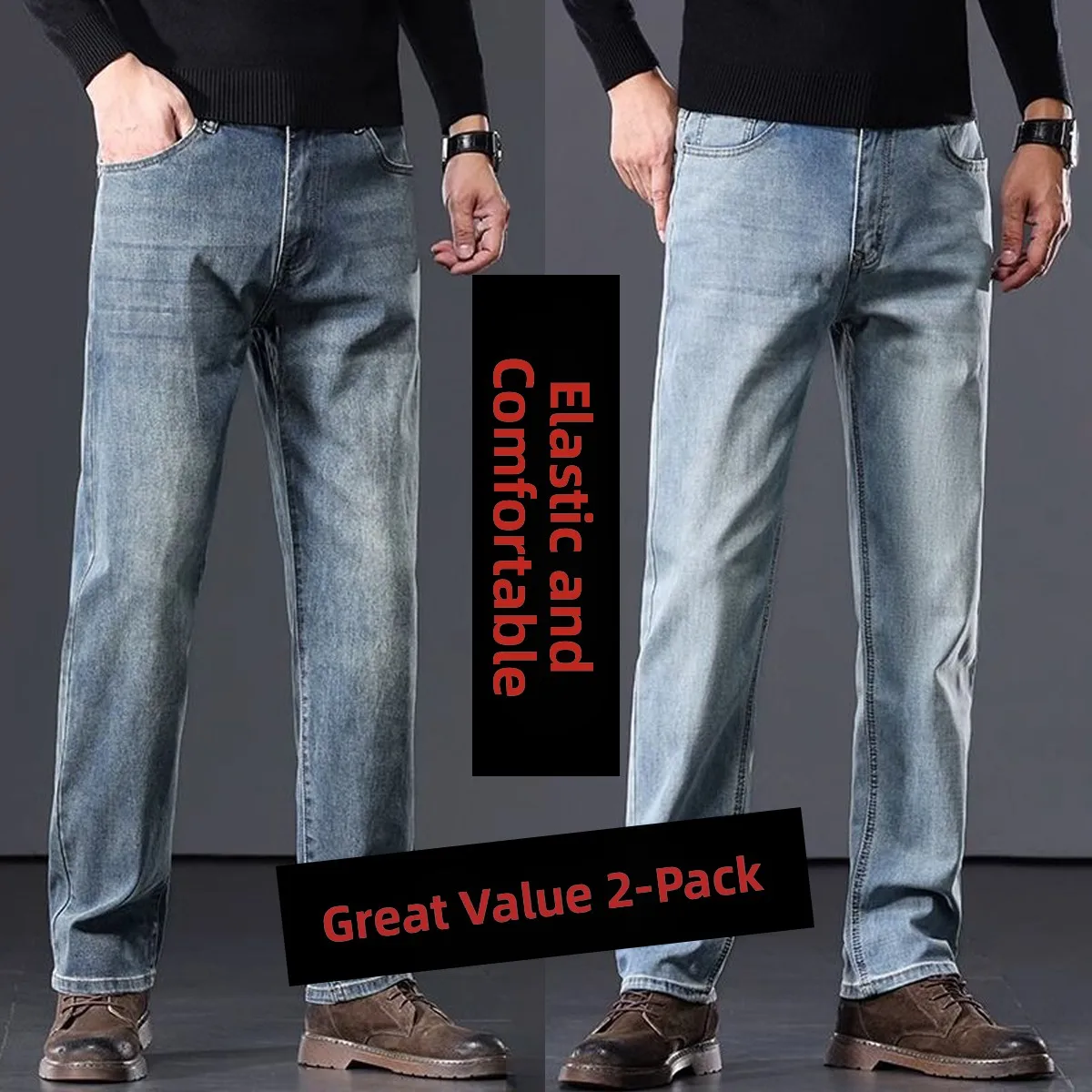 

Мужские джинсы прямого кроя для похудения, повседневные, удобные, не стесняющие движений, из дышащего износостойкого хлопкового денима...