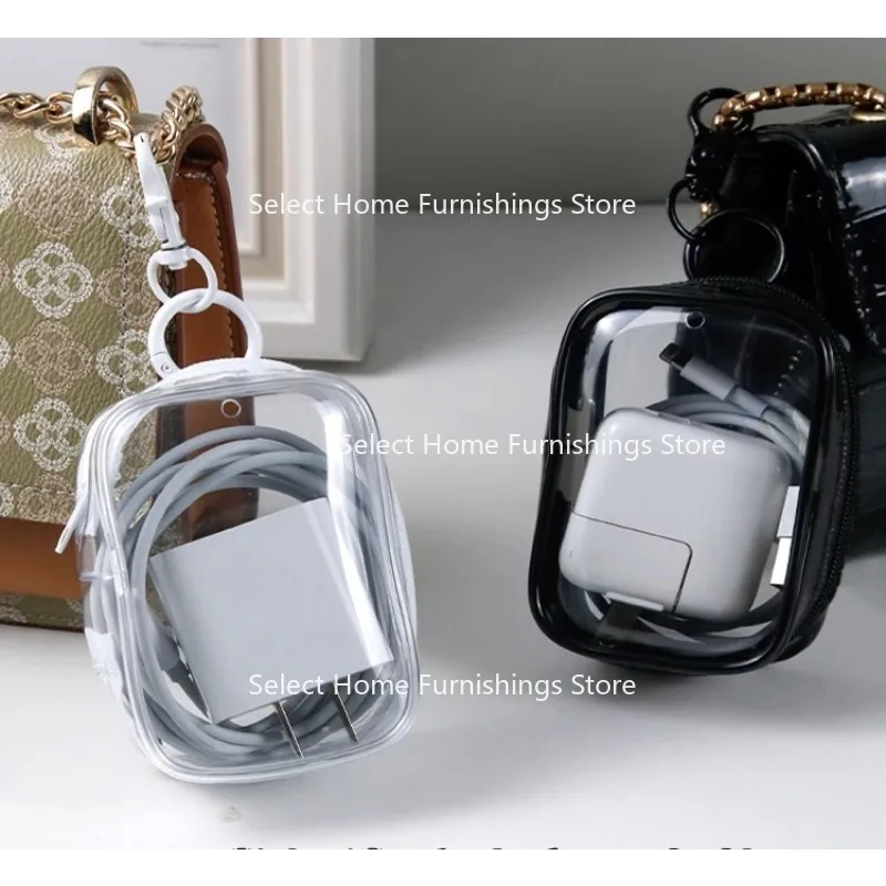 Suitable for Transparent Data Cable Storage  Travel Digital Charger Cable Management Protection Visual Portable Bag Mini Pouch