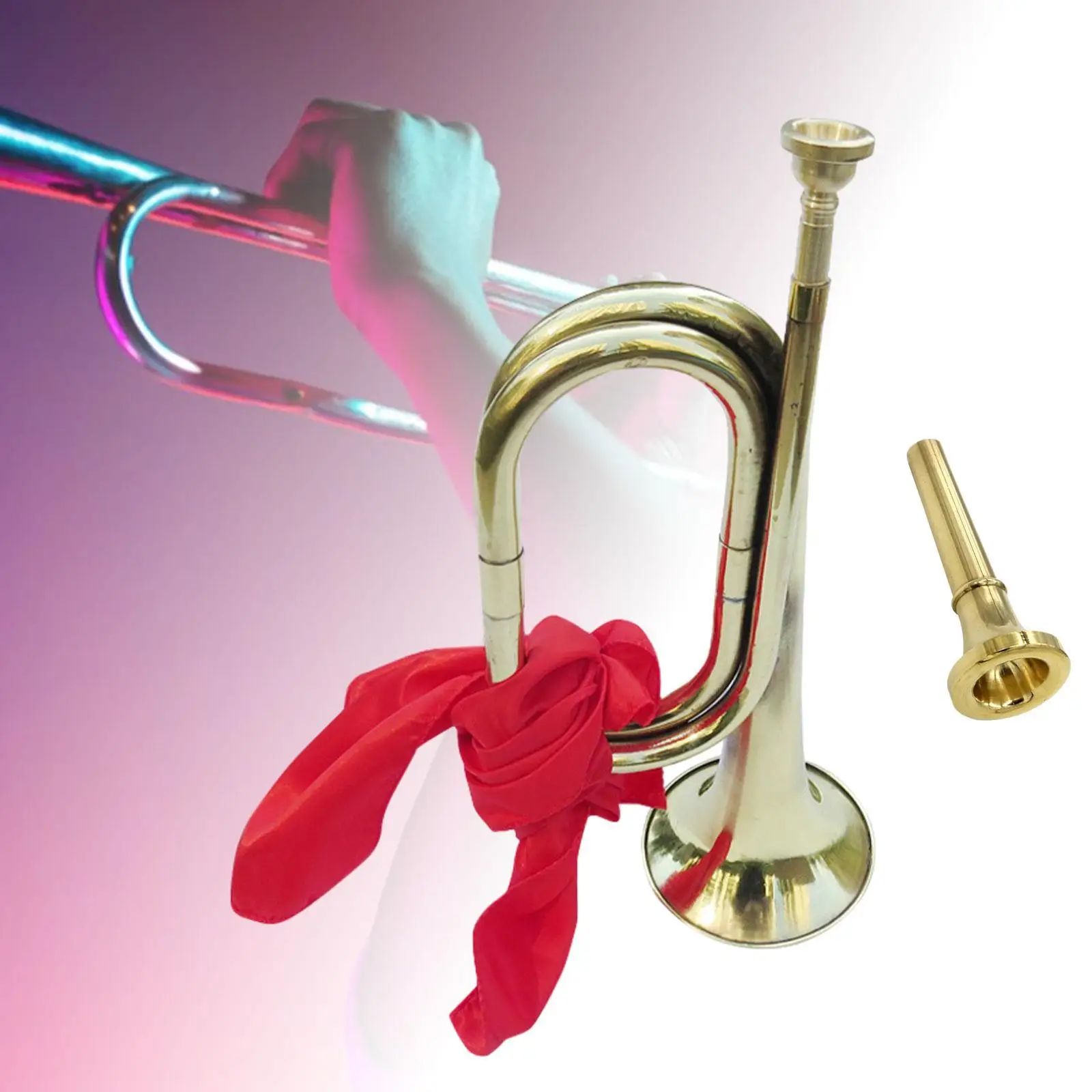 Cavalry Trumpet Scouting Trumpet with Mouthpiece C Bugle Blowing Bugle Mini Brass Instrument for School Band Orchestra Adults