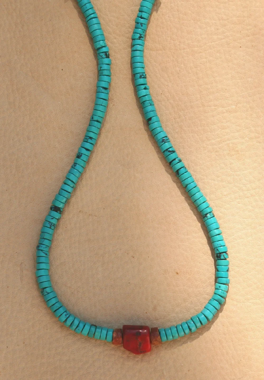 AA 30% off 1148 GENUINE TURQUOISE & CORAL ROCKSHEISHE BEAD NECKLACE