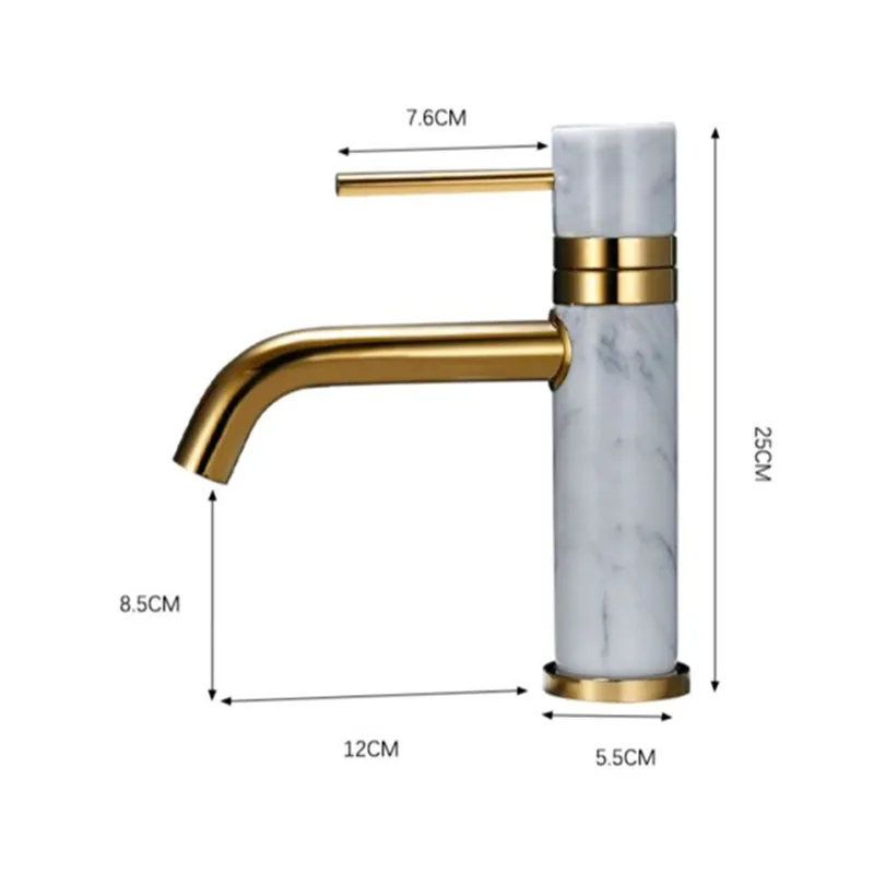 Imagem -06 - Bacia Torneiras de Bronze & Mármore Pia do Banheiro Torneiras Misturadoras Quente & Frio Único Punho Escovado Ouro Verde Balck Branco Recém Chegadas Guindaste