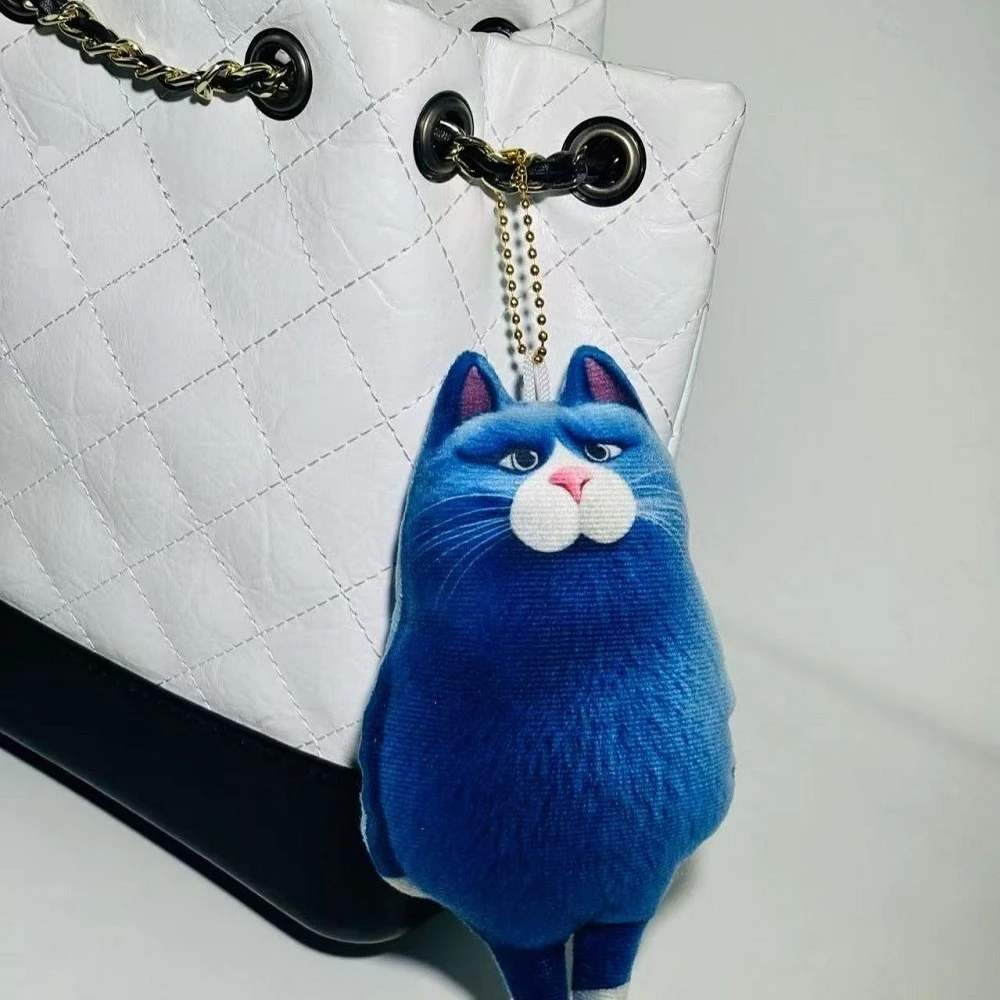 Schattige Chloe blauwe kat pluche sleutelhanger tas charme cartoon dier pop hanger zachte knuffel tas accessoire cadeau voor vrouwen meisjes jongen