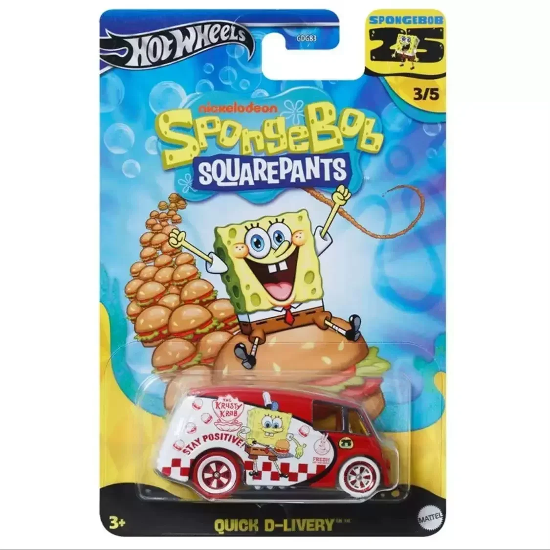 Original Hot Wheels Car SpongeBob SquarePants Toy for Boy 1/64 Diecast 70s Van Pony-up Quick D-livery Second Wind Straight Gift