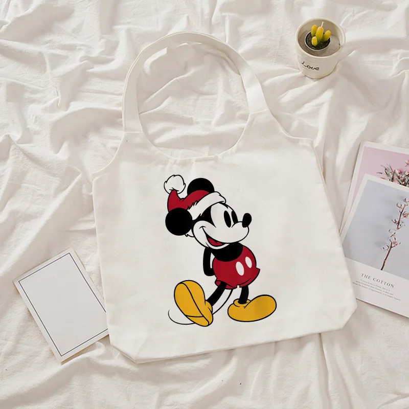 vintage Disney Minnie Mickey Mouse Tote Bag Shopper Canvas Shoulder Bag Eco Shopping Bag Women Tote Harajuku Female