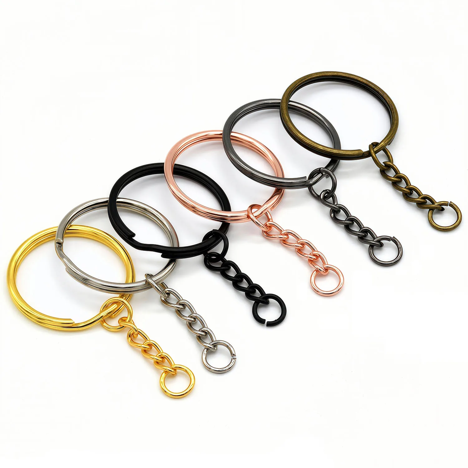 5Pcs Key Ring Key Chain Round Split Keyfob Keyrings With Jump Ring for Keychain Pendants DIY Jewelry Making Accessories