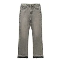RDT Men's American Style Fringed 507 Version Retro Cement Grey Jeans CleanFit Casual Loose Fit Denim Pants from Mainland China