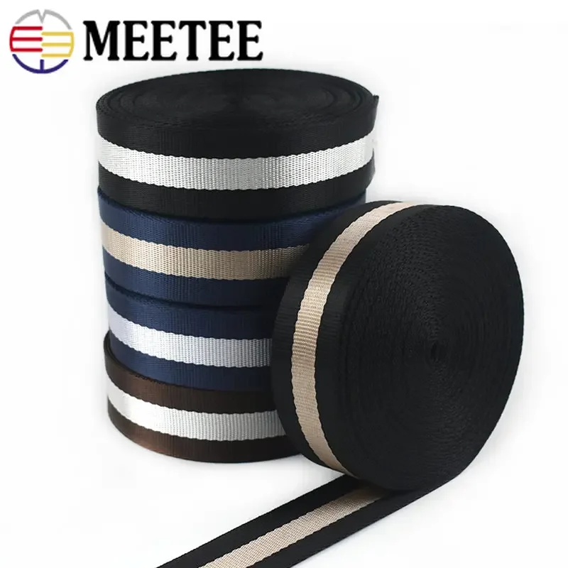 5Meters Meetee 38mm Thicken Nylon Stripe Webbing for Car Seat Belt Ribbon DIY Bags Strap Decoration Band Tape Sewing Accessories