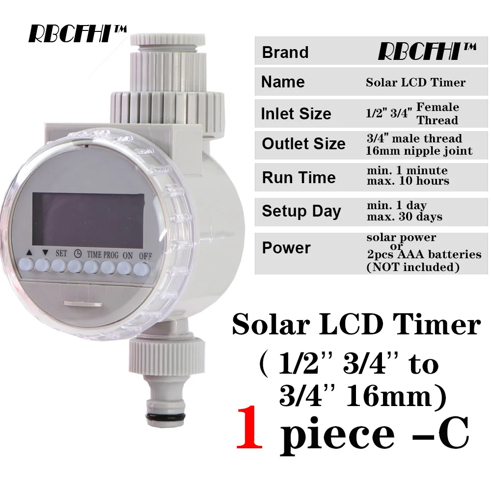 RBCFHI 6 Types of Garden Water Timer Rain Sensor Solar Programmable Automatic Electronic LCD Display Home Garden Water Timer