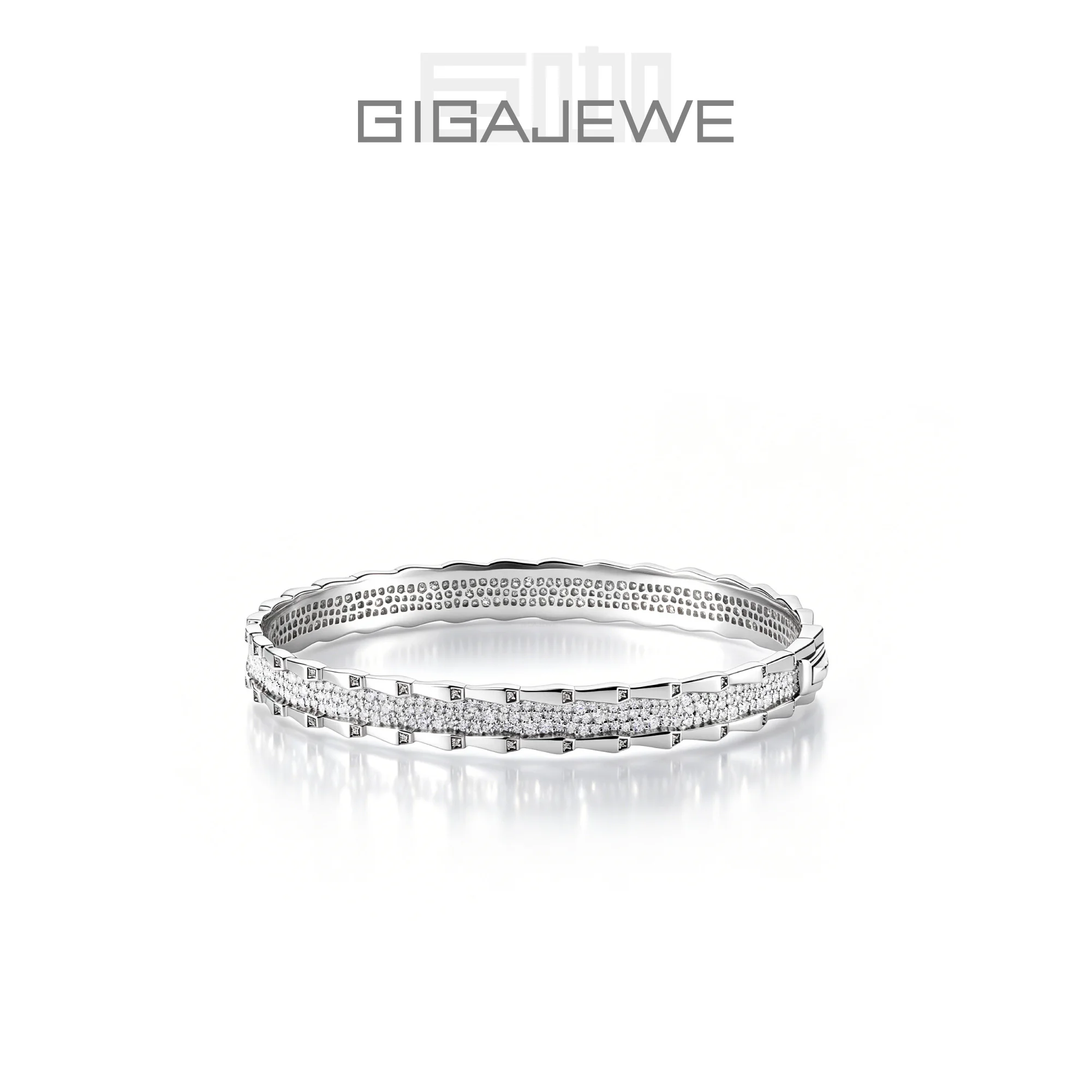 

GIGAJEWE High Density Moissanite Pave Bracelet 925 Sterling Silver Bracelet 18K Gold Plated Luxury Wedding Jewelry for Women