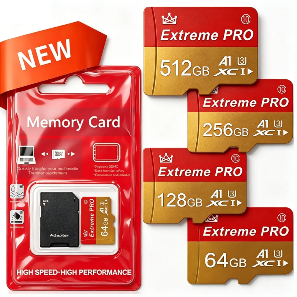 High-Speed Micro SD Card for Android Phone Samsung Xiaomi Class 10 U3 V30 64GB 128GB 256GB 512GB TF Memory Card
