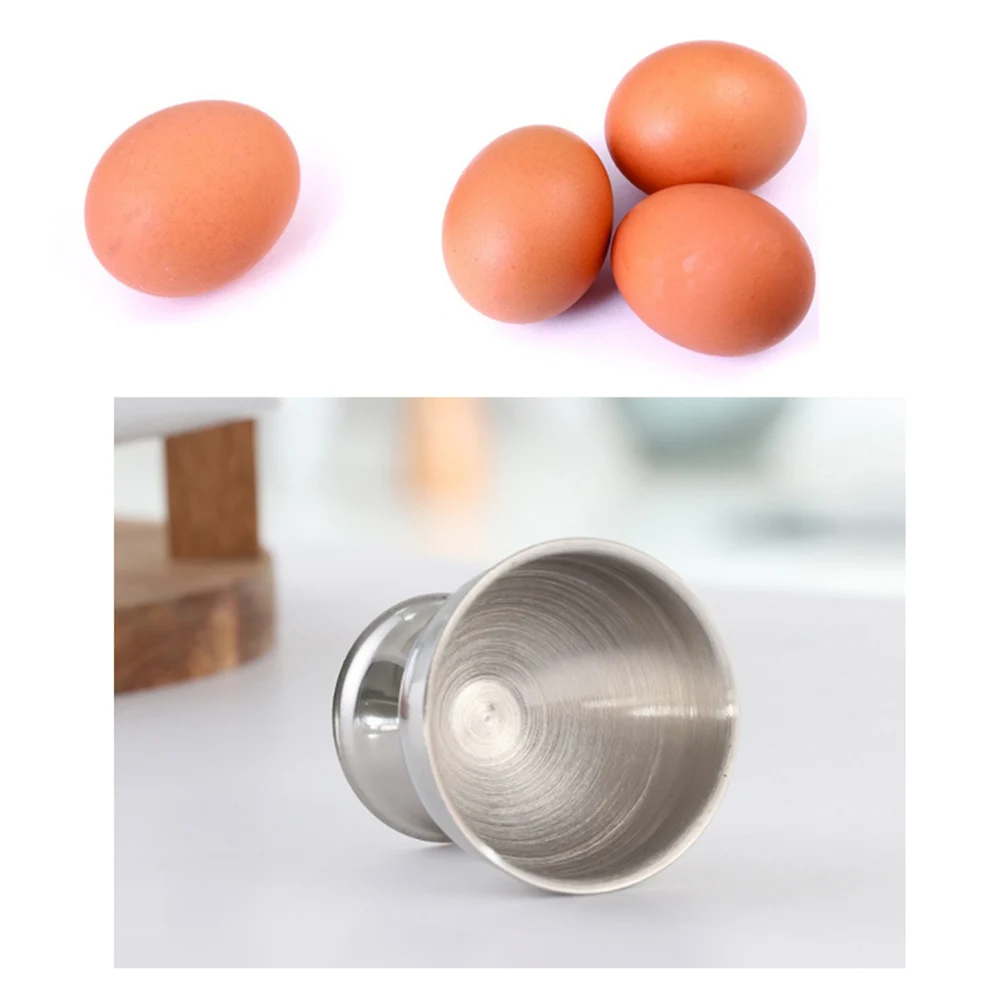 

2pcs Stainless Steel Holder Boiled Stand Unbreakable Kitchen Dining Tool For Breakfast Brunch Restaurant Home Boiled Cup