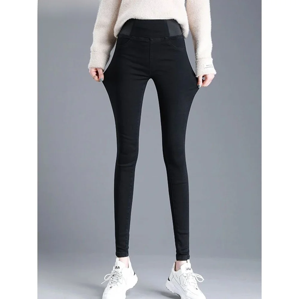 High Waist Black Skinny Pencil Jeans for Women Oversize 2638 Casual Pants Spring 2025 Season Other Material 100%