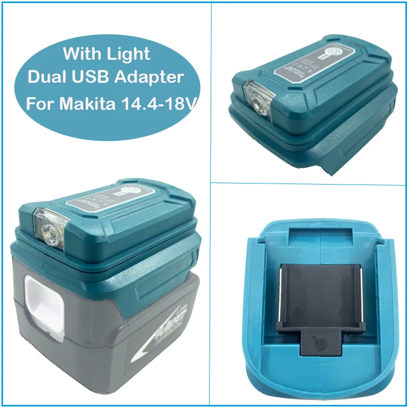 Li-ion Battery Adapter Portable LED Light With Dual USB Fast Charging for Makita for Dewalt 14.4-18V Battery Power Bank Charger