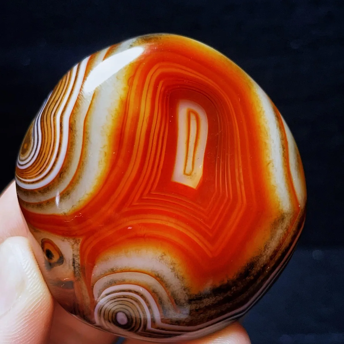 4PC Sunset Tone Banded Agate Worry Stone, Mineral Specimen, Tumbled Polished, Collectible, Natural Stone, Crystal Collection