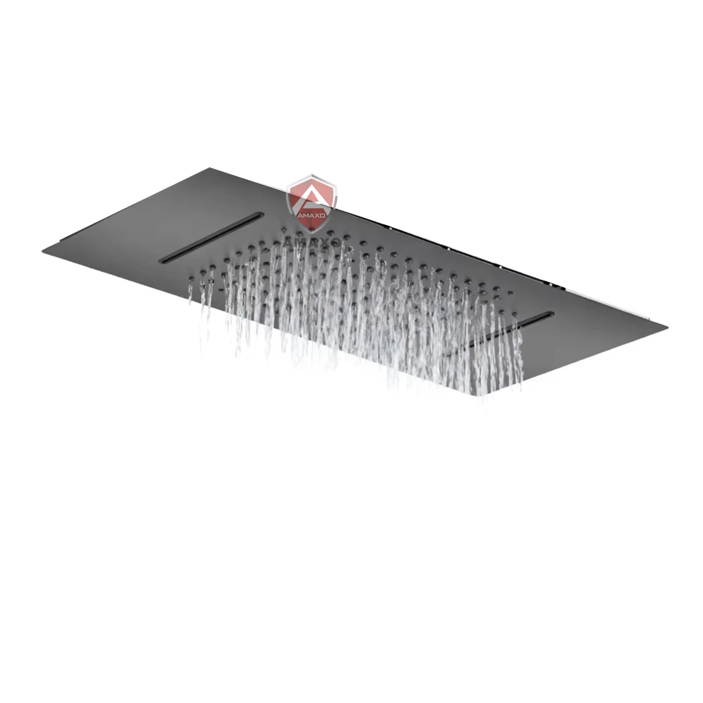 

Потолочный душевой комплект 630*330 мм с эффектом водопада, серый, термостатический, латунный, квадратный, современный, полная душевая система