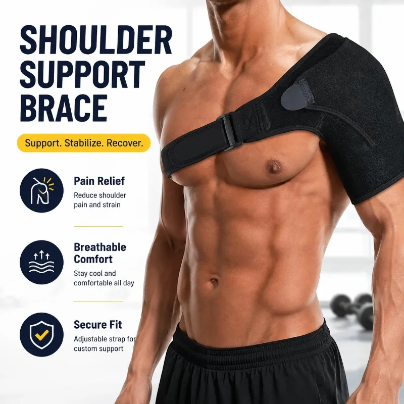 Adjustable Single Shoulder Compression Strap for Men Women Breathable Sports Support Brace Stabilize Joint Reduce Strains During