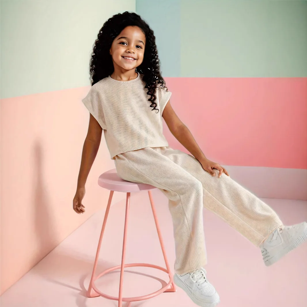 

New summer girls' clothes European and American children's clothing girls' fashion trousers set summer outfit short-sleeved trou