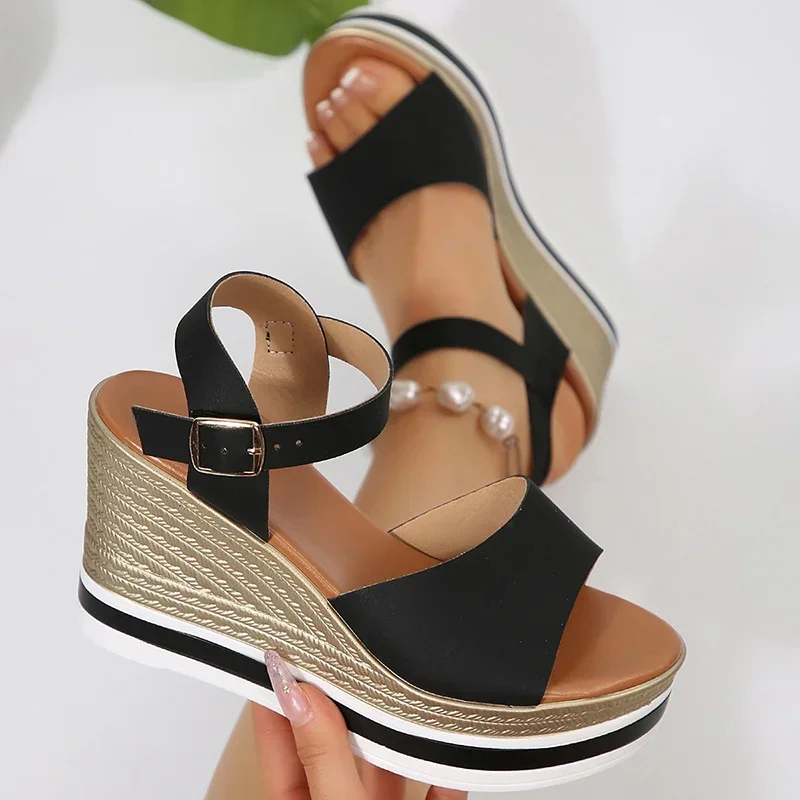 Women Sandals Wedges Sandals Women Shoes 2025 Plus Size 36-43 Chunky Heels Sandals Summer Platform High Heels Sandalias De Mujer