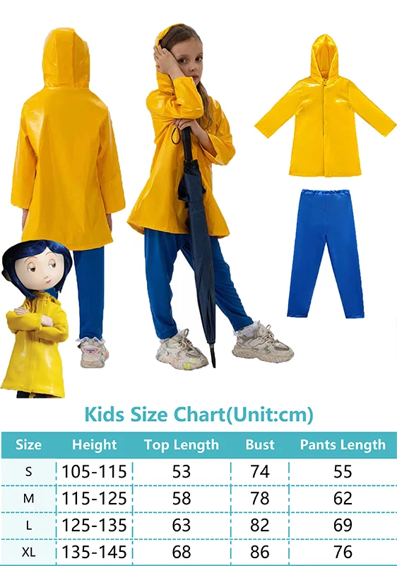 Cartoon Movie The Secret Door Cos Coraline Cosplay Costume Fantasy Tops Pants Halloween Carnival Party Suit For Kids Roleplay