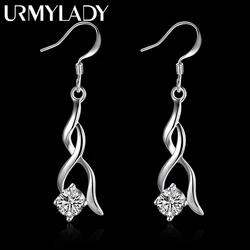 High quality 925 Sterling Silver Earrings fashion Jewelry elegant Woman crystal Drop earrings Christmas Gifts