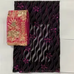 2023 High quality african printed velvet fabric 5+2 yards for ladies to wear soft and comfortable printed velvet silk fabric.L75