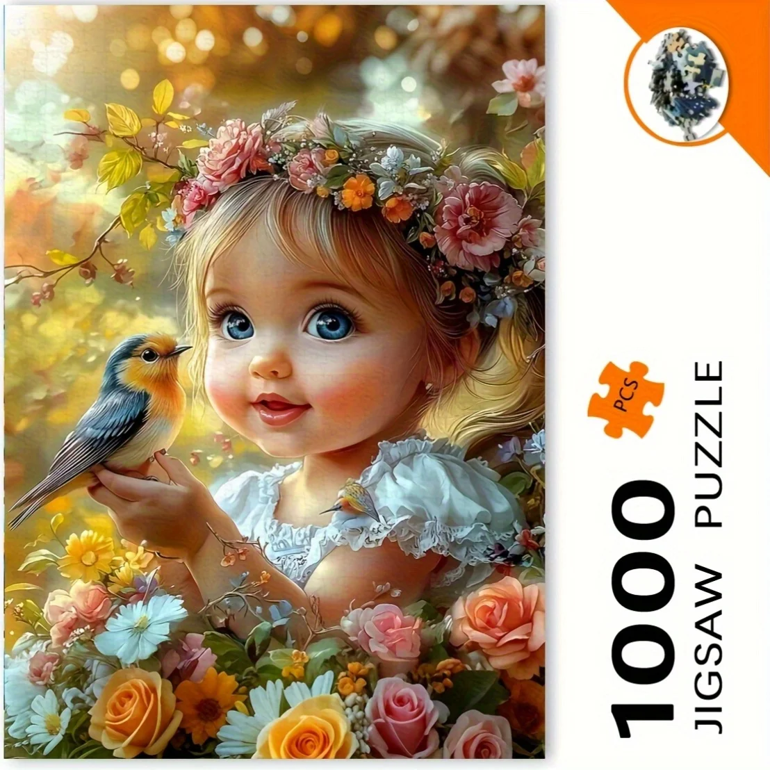 

1000 шт. игра-головоломка-очаровательная маленькая девочка с белым прямоугольным дизайном, портативная головоломка для взрослых, кубовидный художественный декор, Unfra