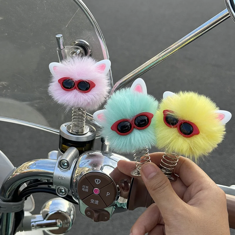 

Helmet decoration doll sticker plush sunglasses small coal ball electric car modification helmet plush cat eye accessory sticker