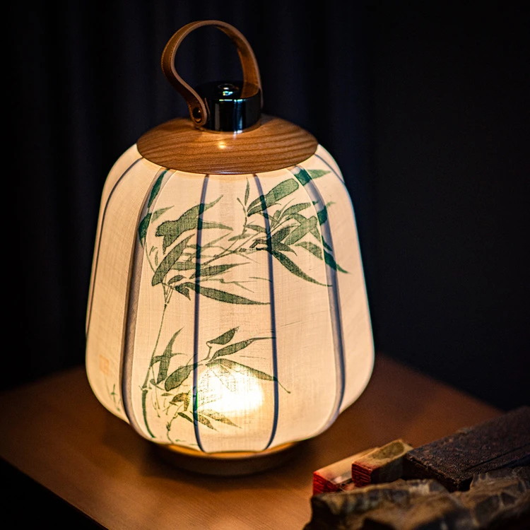 New Chinese portable lamp retro Chinese style zen tea room living room bedroom bedside decoration atmosphere night light