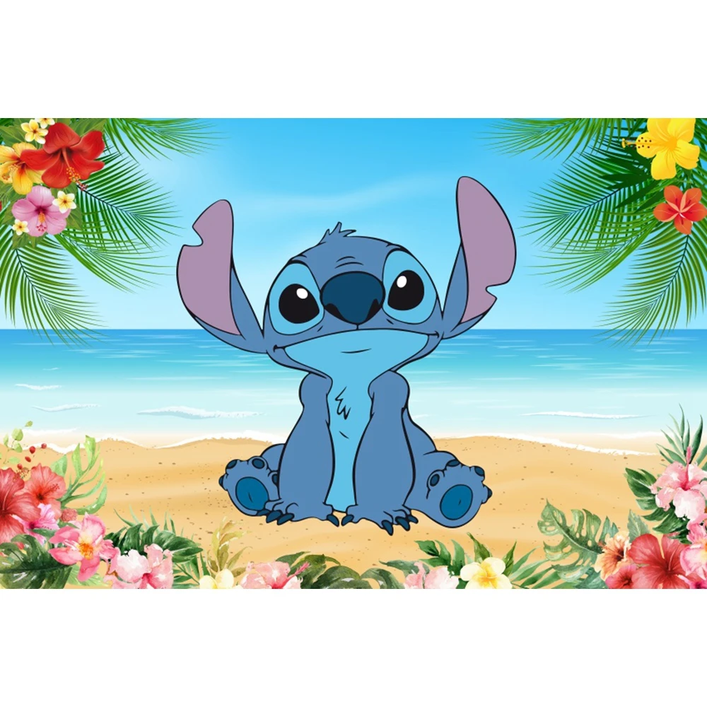 Disney Lilo Stitch Party Backdrops Children\'s Happy Birthday Decoration Photographic Background Decorations Kids Decor Banner