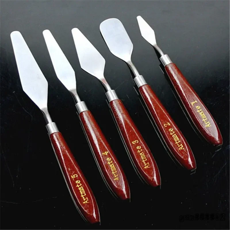 5Pcs/set Stainless Steel Spatula Kit Palette Gouache Supplies for Oil Painting Knife Fine Arts Painting Tool Set Flexible Blades