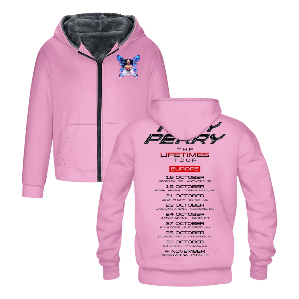 

Katy Perry The Lifetimes Tour Europe 2025 Zipper Hoodie Long Sleeve Streetwear Men Women Jacket Parkas Winter Coat