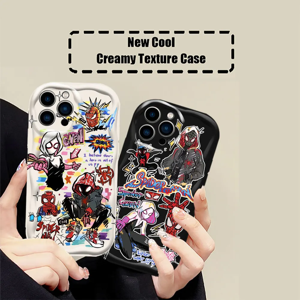 

Marvel Spider Man Into the SpiderVerse Phone Case For iPhone 15 14 13 12 11 Pro Max Mini 7 8 Plus X XS XR SE Cool 3D Wave Cover