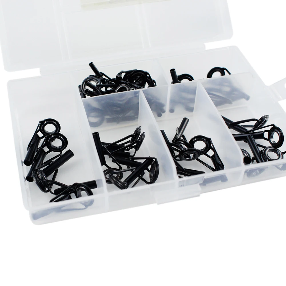 40 قطعة خط صنارة الصيد أدلة عيون مجموعات الفولاذ المقاوم للصدأ تلميح حلقة علوية دائرة القطب طقم تصليح اكسسوارات الصيد