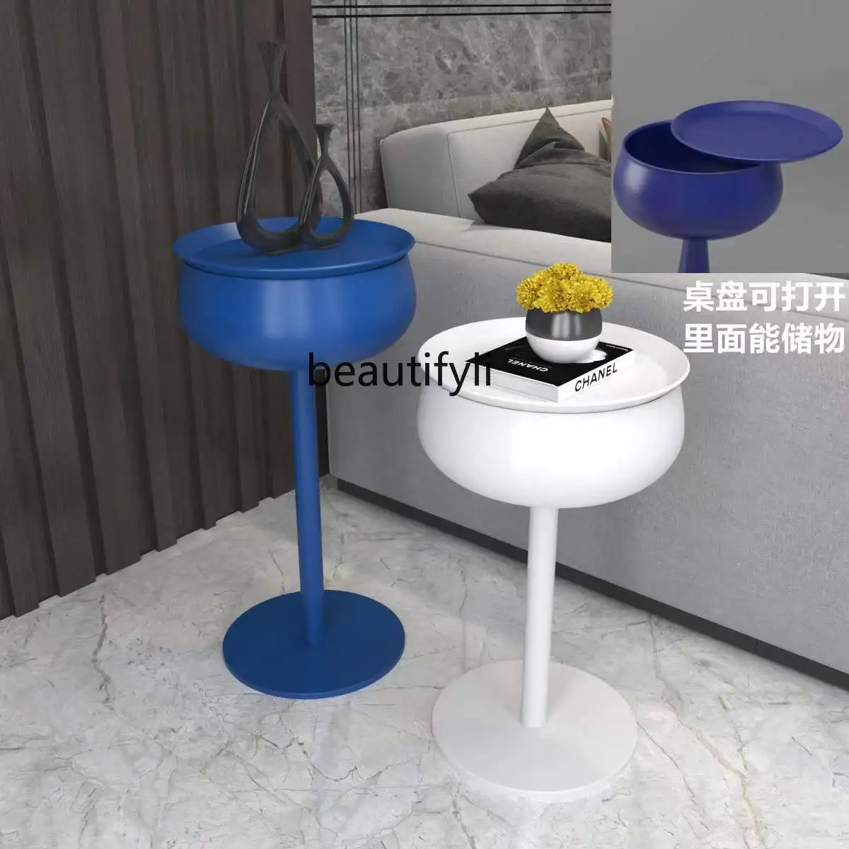 

zq Modern Bedside Table Nordic round Table Living Room Sofa Macaron Small Coffee Table Corner Table Side Cabinet