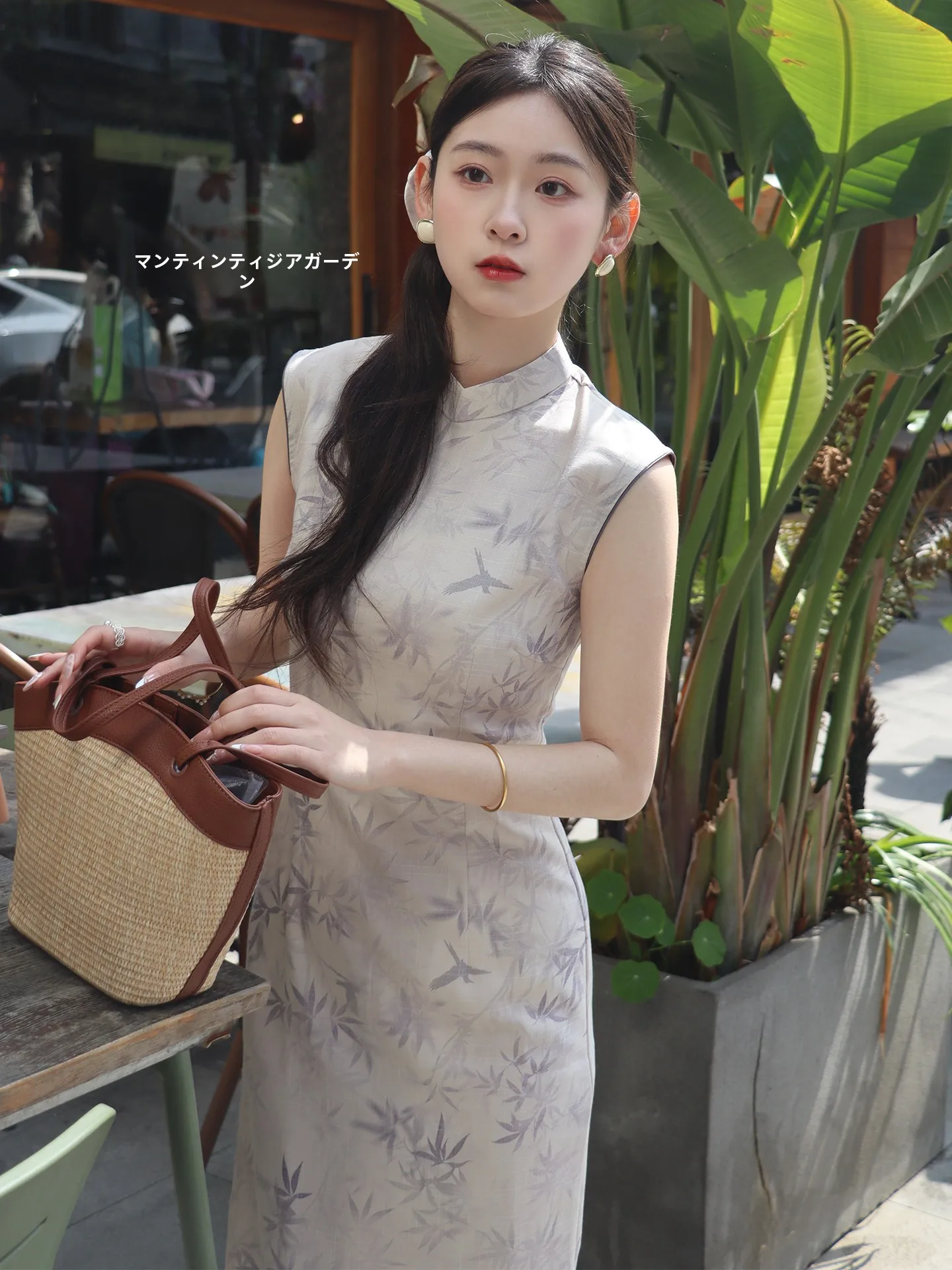 

Новое летнее женское повседневное дышащее длинное ципао в китайском стиле с бамбуковым узором, без рукавов, приталенное, из полиуретана