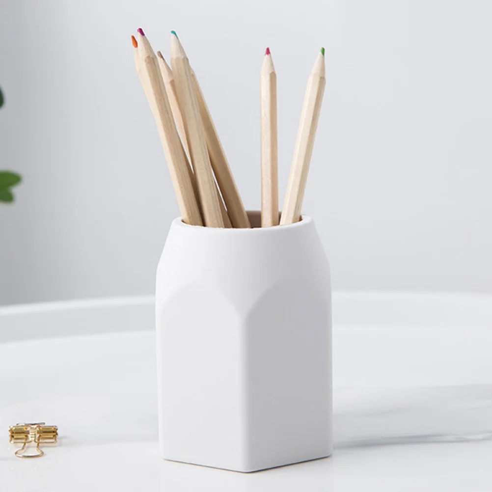 

Silicone Pen Holder White Smooth Desktop Pencil Ruler Organizer Stationery Desk Organizer for Office Home School
