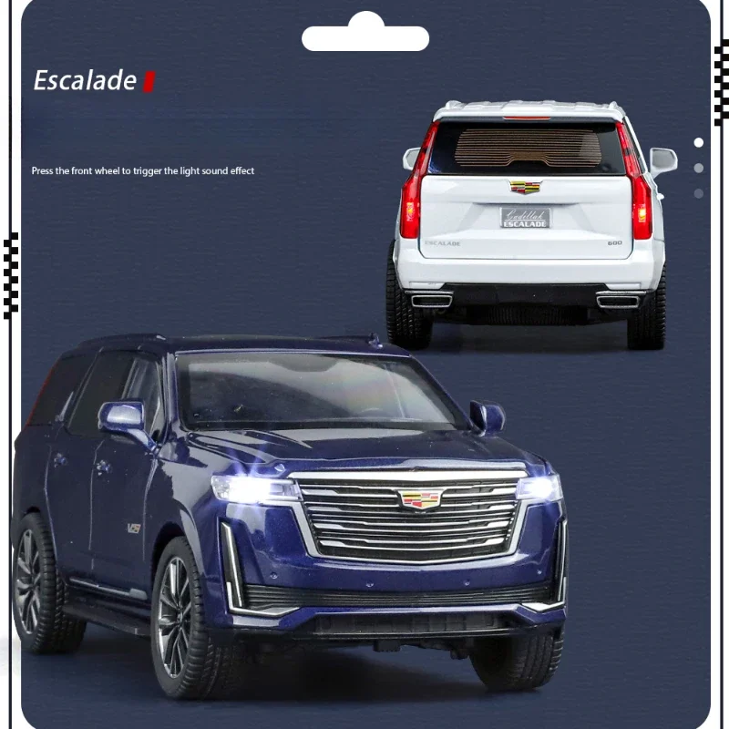 Simualtion 1:24 Cadillac Escalade Alloy Model Sound Light Pull Back Diecast Children's Toy Vehicles Collection Miniature Voiture