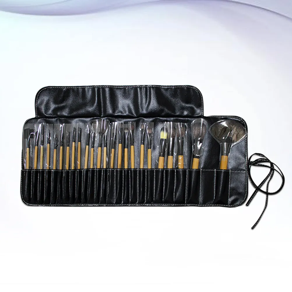 24-Piece Professional Makeup Brush Set with Wooden Handles & Nylon Bristles – Portable Cosmetic Brushes for Women