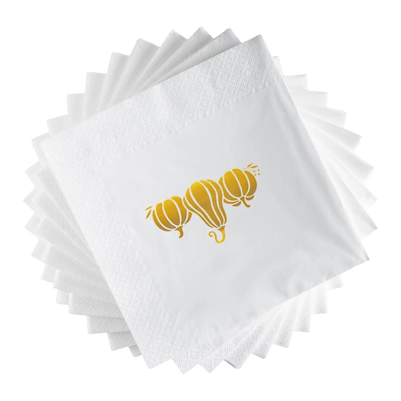 50Pcs 33×40CM 3-layer napkins Gold foil pumpkin pattern popular niche