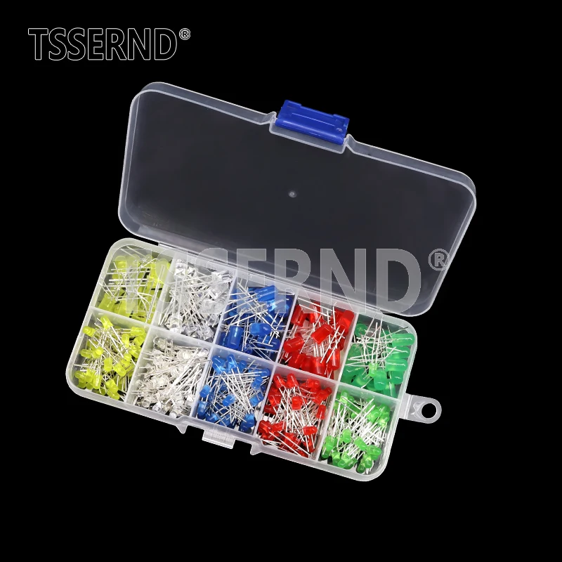 3MM 5MM Light Emitting Diodes Electronics Kit Box F3 F5 LED Diode Assorted Kit White Green Red Blue Yellow Orange