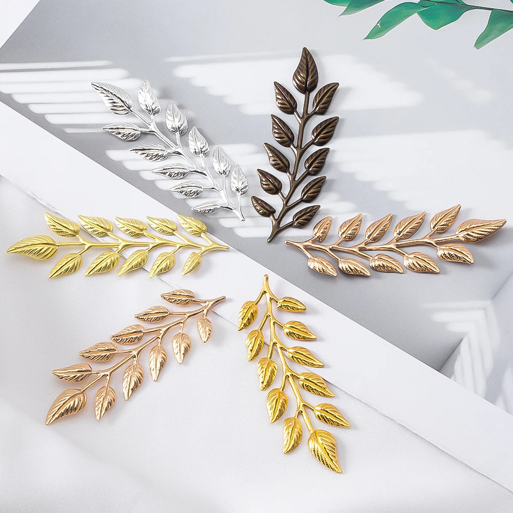 20 개/몫 20x64mm 금속 잎 참 펜던트 DIY 쥬얼리 만들기위한 골드 컬러 목걸이 액세서리 수제 공예 도매