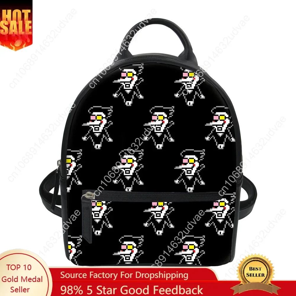 Deltarune Spamton Undertale Backpack Purse Women Schoolbags Personalized Double Shoulder Bag Daypack Leather Travel Bag Gift