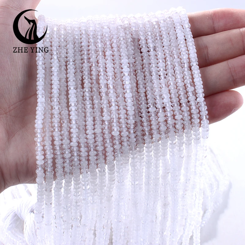 

2×4MM Natural White Rock Crystal Quartz Loose Rondelle Spacer Abacus Beads for Jewelry Making 5 Strands/lot